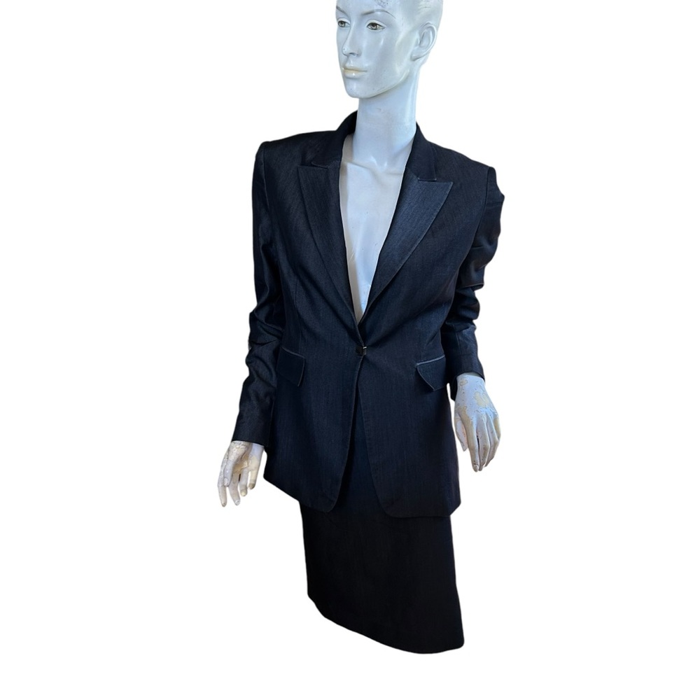 ❄️ 50% off winter Tahari slate 2 piece vintage Jackie O suit skirt jacket 6/8 - Picture 3 of 11